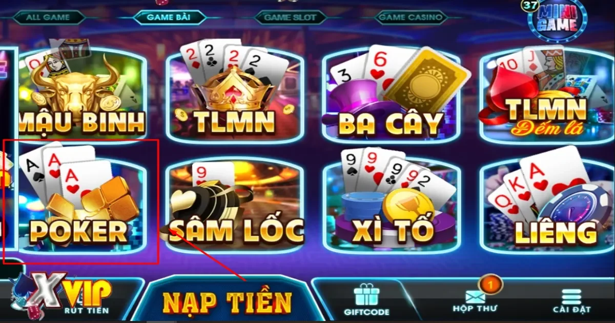 Sảnh game Poker với nhiều hình thức cá cược